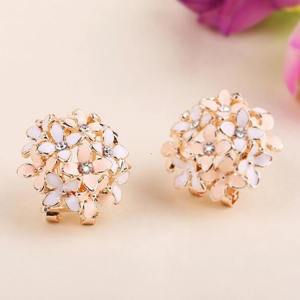 Crystal Flower Clover Earrings