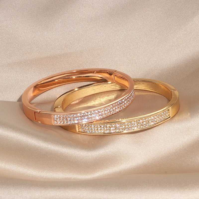 Elegant Classic Crystal Cuff Bangle