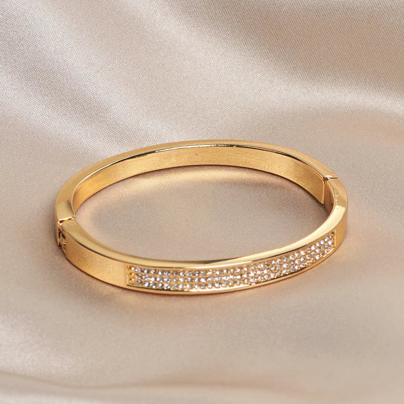 Elegant Classic Crystal Cuff Bangle