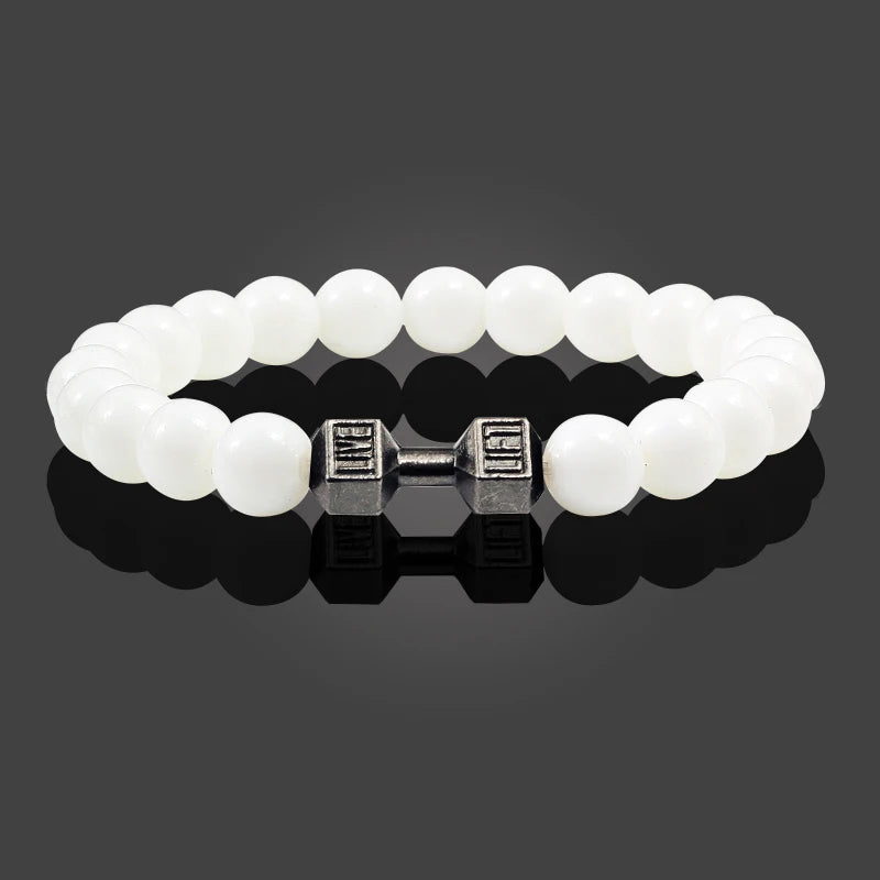 High Quality Stone Dumbbell Charm Bracelet