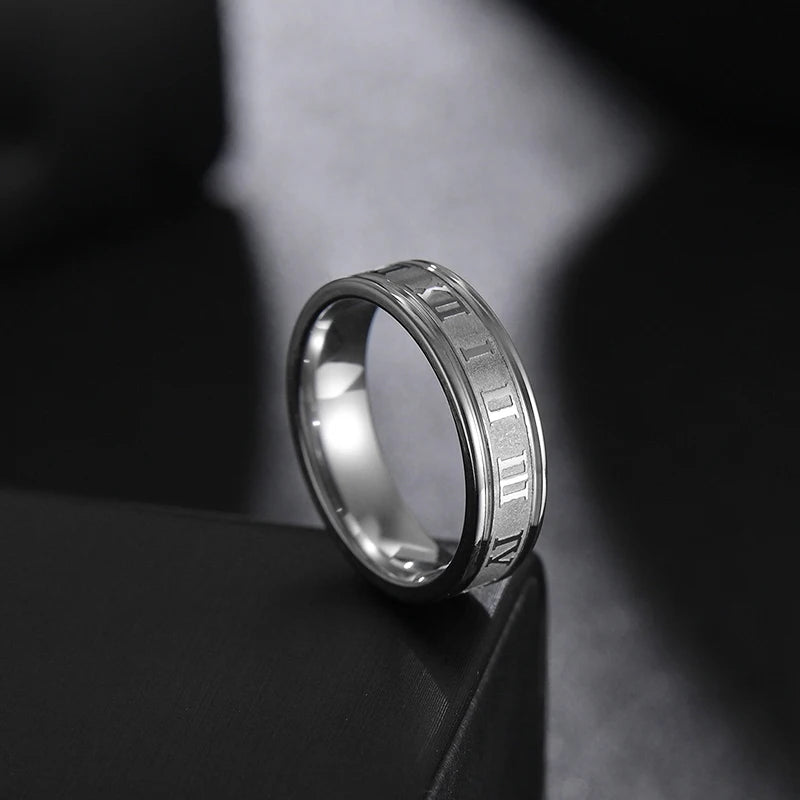 Stainless Steel Roman Numeral Rings