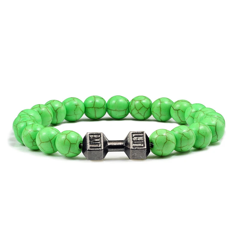 High Quality Stone Dumbbell Charm Bracelet