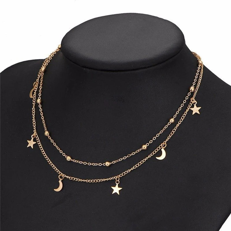 Star Pendant Double Layers Necklace