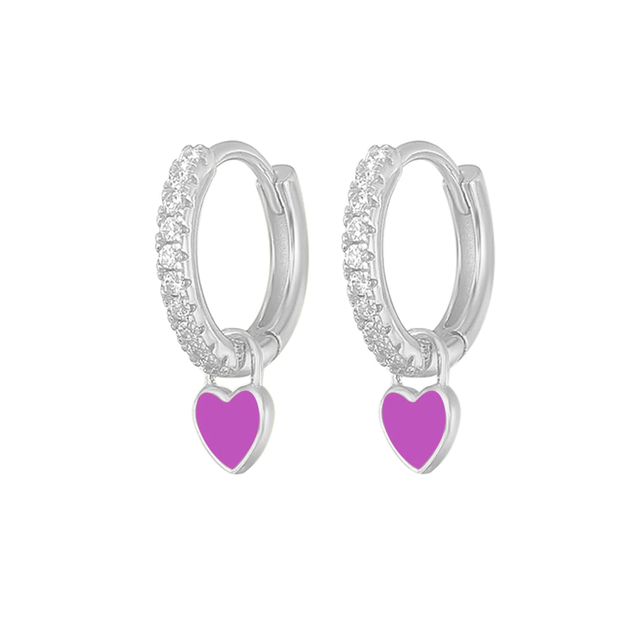 Cute Enamel Heart Drop Earring