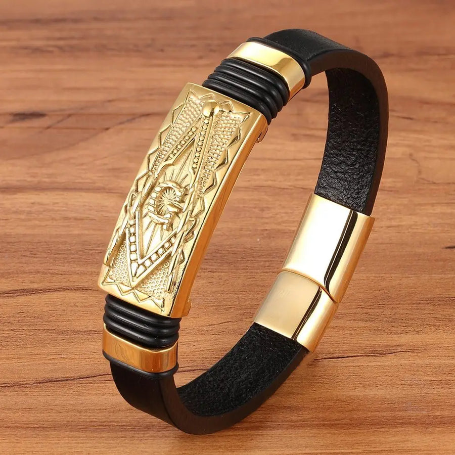 Gold Leather Bracelet