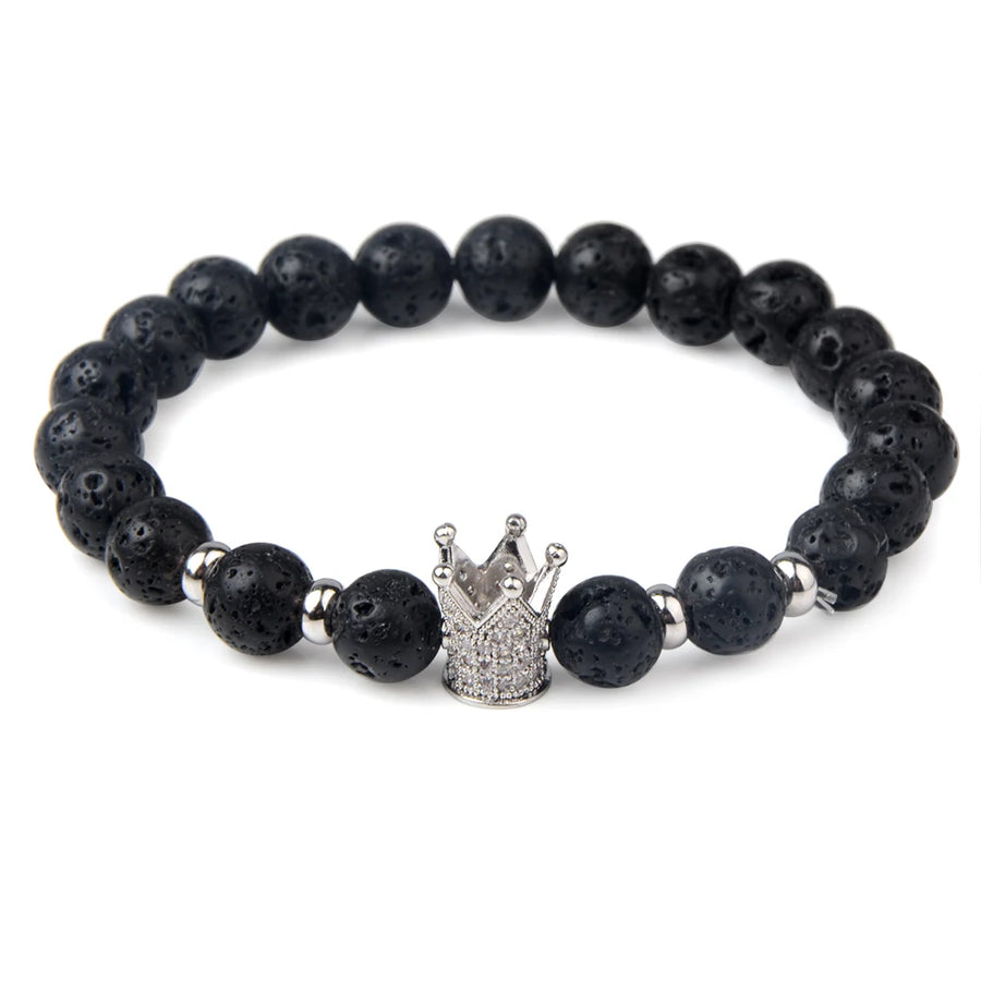 Trendy Lava Stone Imperial Crown Bracelet