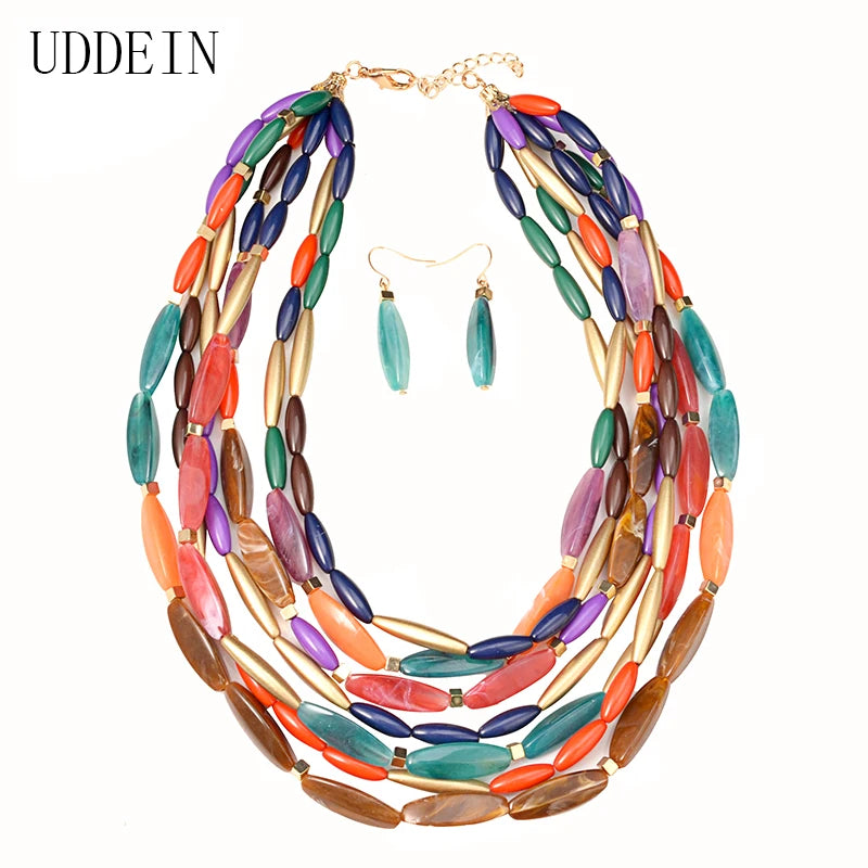 African Beads Multilayer Jewelry Set