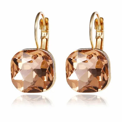 Classy Gold Color Square Stud Earrings