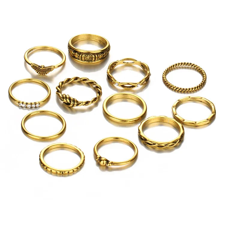 Vintage Boho Charm Gold Color Midi Finger Ring Set