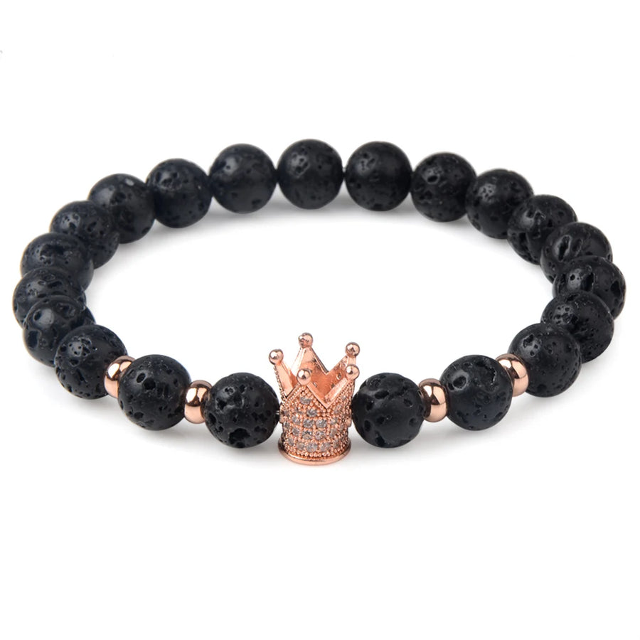 Trendy Lava Stone Imperial Crown Bracelet