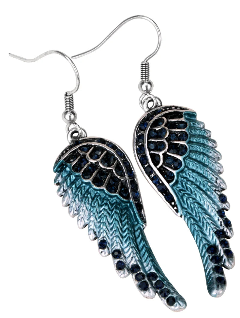 Angel Wings Feather Crystal Earrings