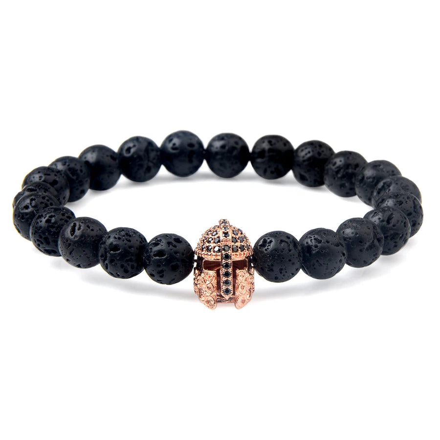 Trendy Lava Stone Imperial Crown Bracelet