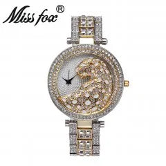 Crystal Diamond Leopard Quartz Gold Watch