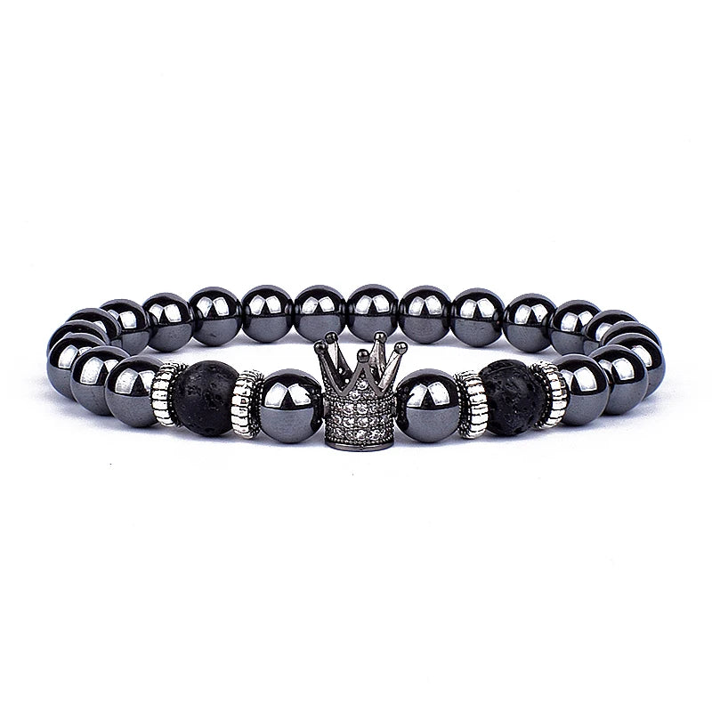 Obsidian Lion Head Charm Bracelet