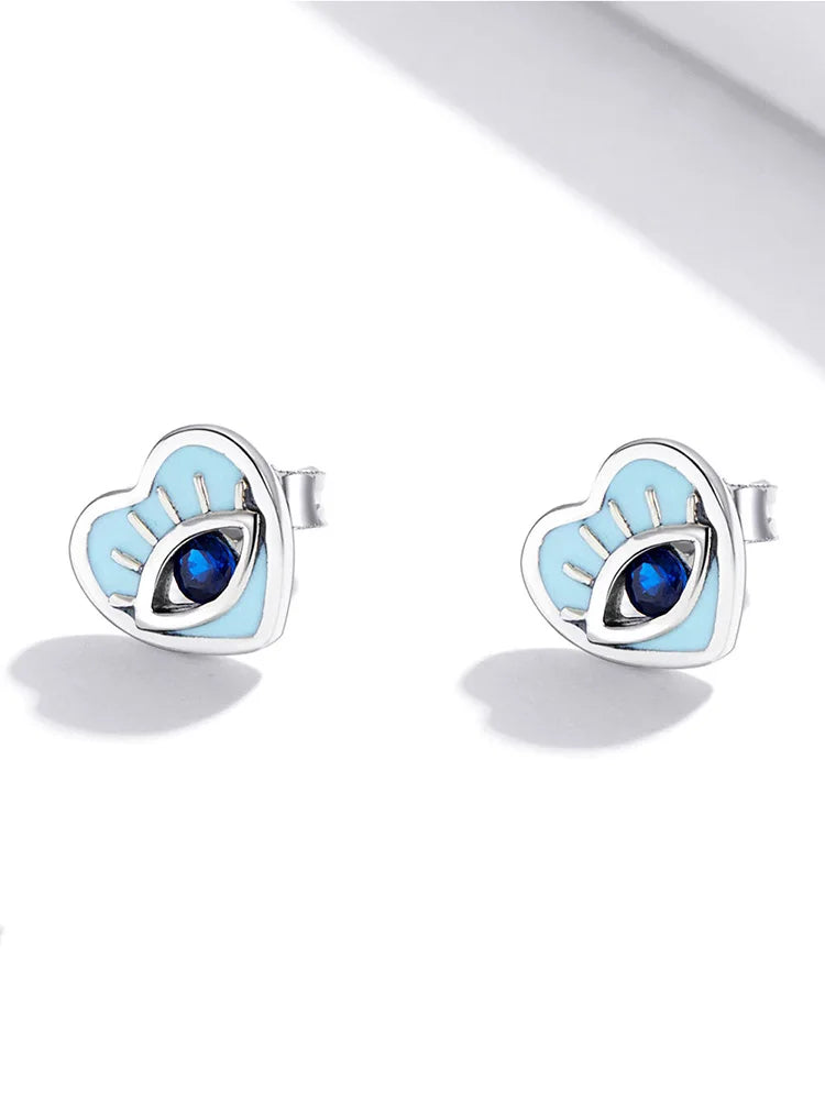 Silver Devil Eye 925 Sterling Silver Earrings