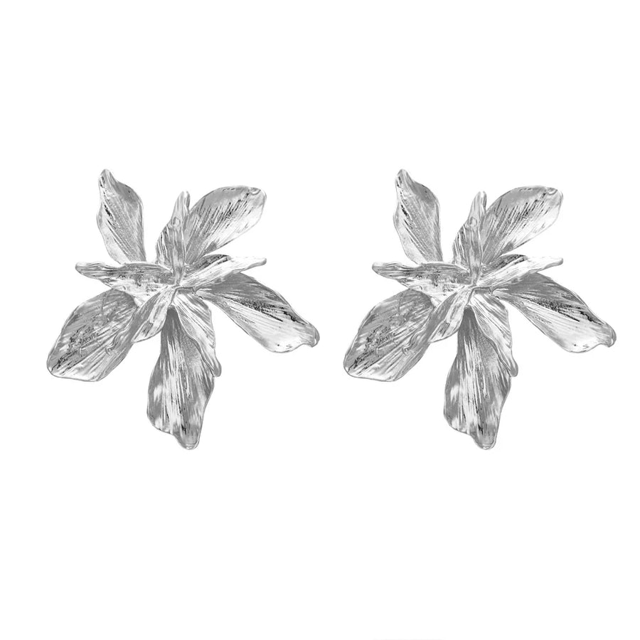 Vintage Metal Flower Big Earrings