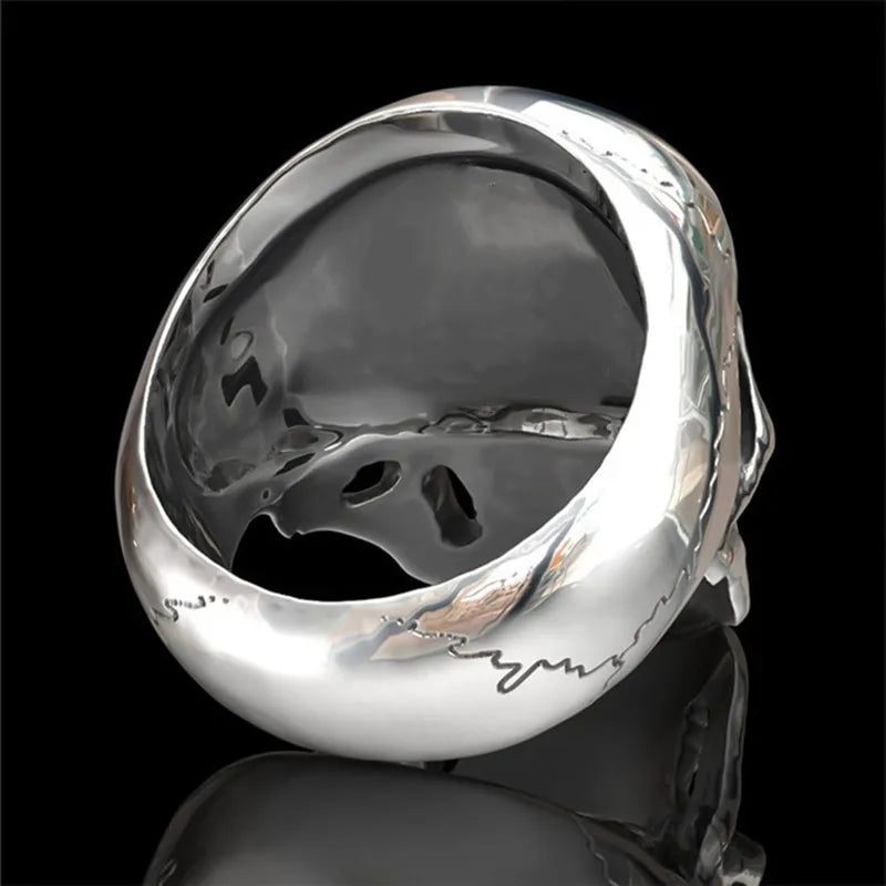 Biker Ghost Head Skull Ring