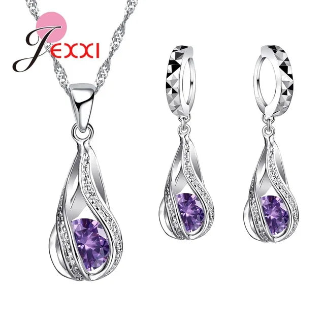 925 Sterling Silver Water Drop Jewelry Sets