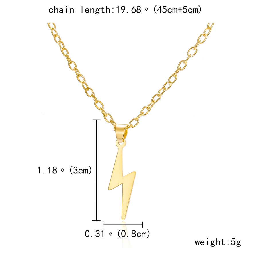 Long Chain Small Lightning Pendant Necklace