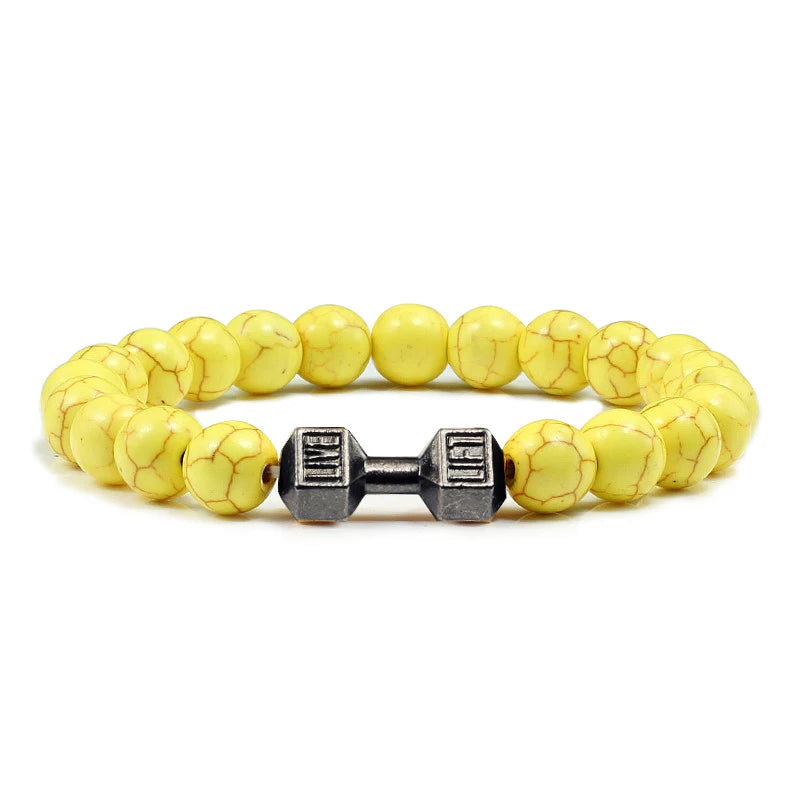 High Quality Stone Dumbbell Charm Bracelet