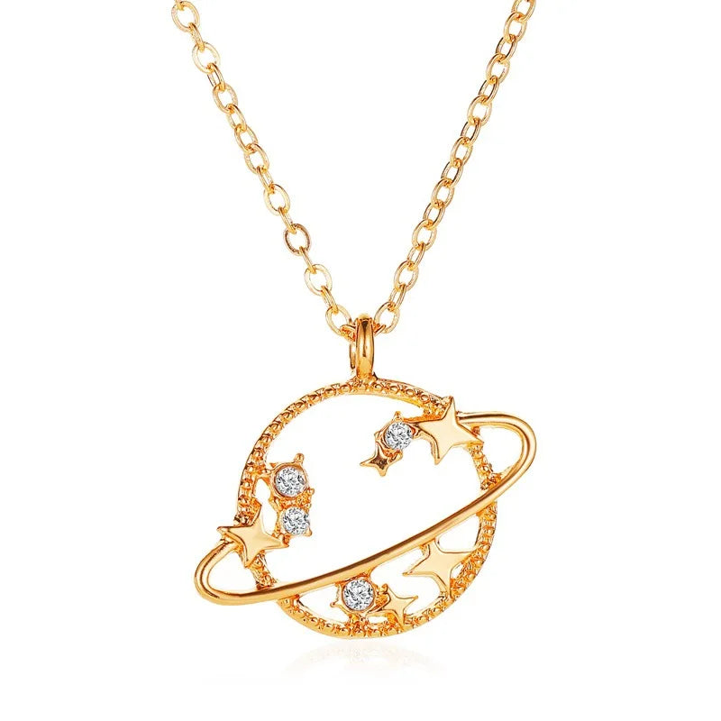 Zircon Planet Universe Pendant Necklace