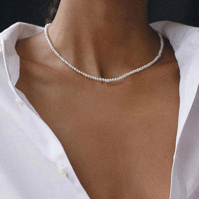 Layered Pearl Thick Chains Pendant Necklace