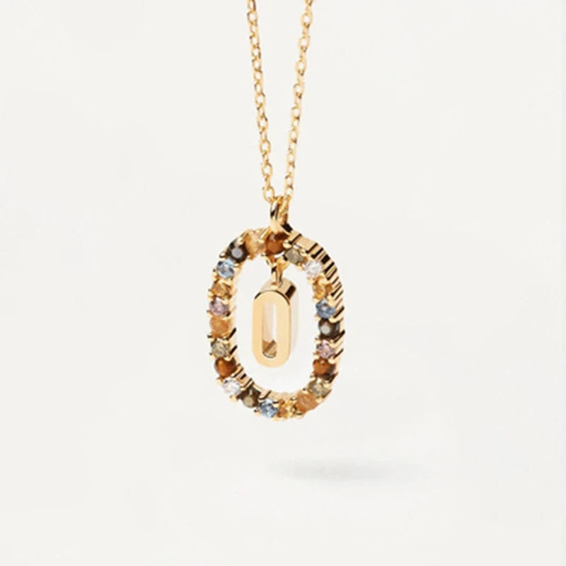 Colored Zircon Letter Necklace