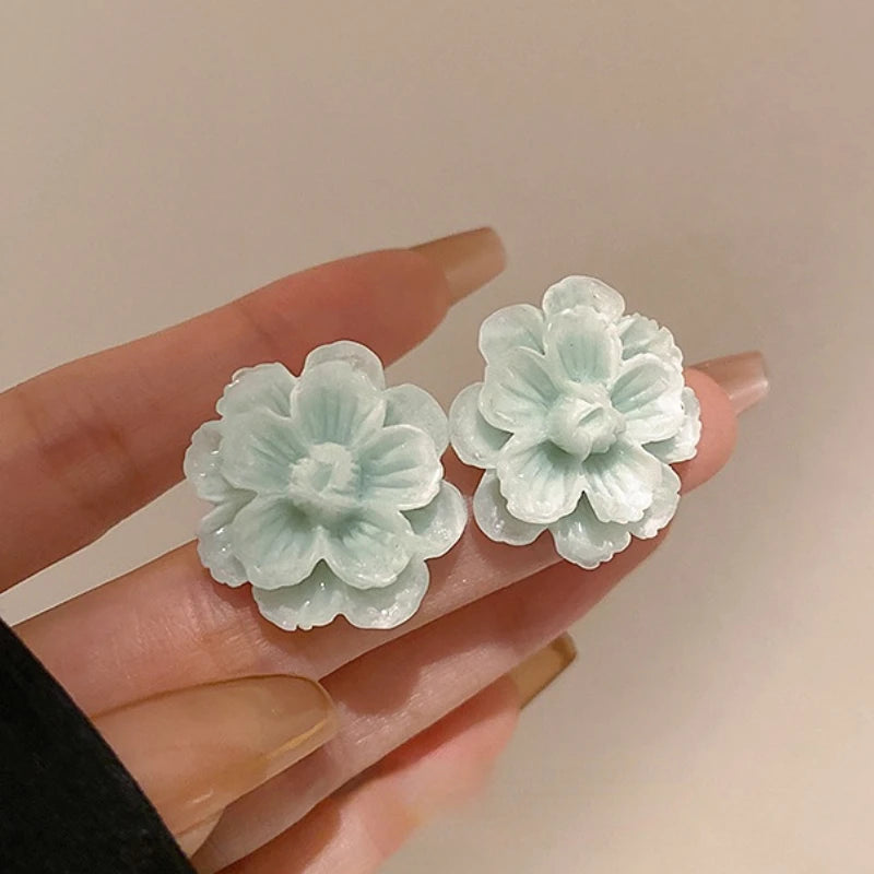 White Flower Stud Earrings