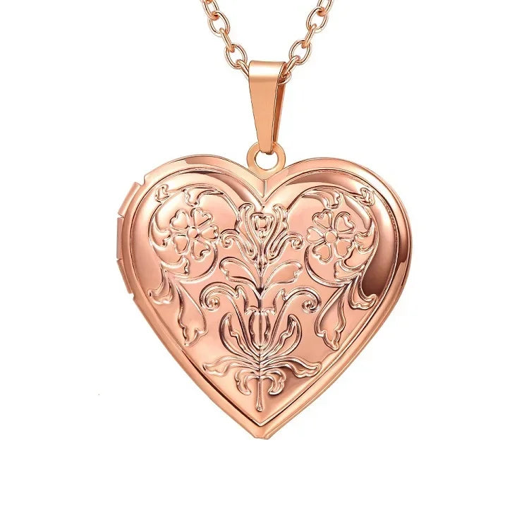 Heart Frame Memory Locket Pendant Necklace