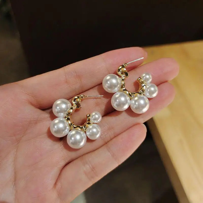 Rhinestone Pearl Stud Earrings