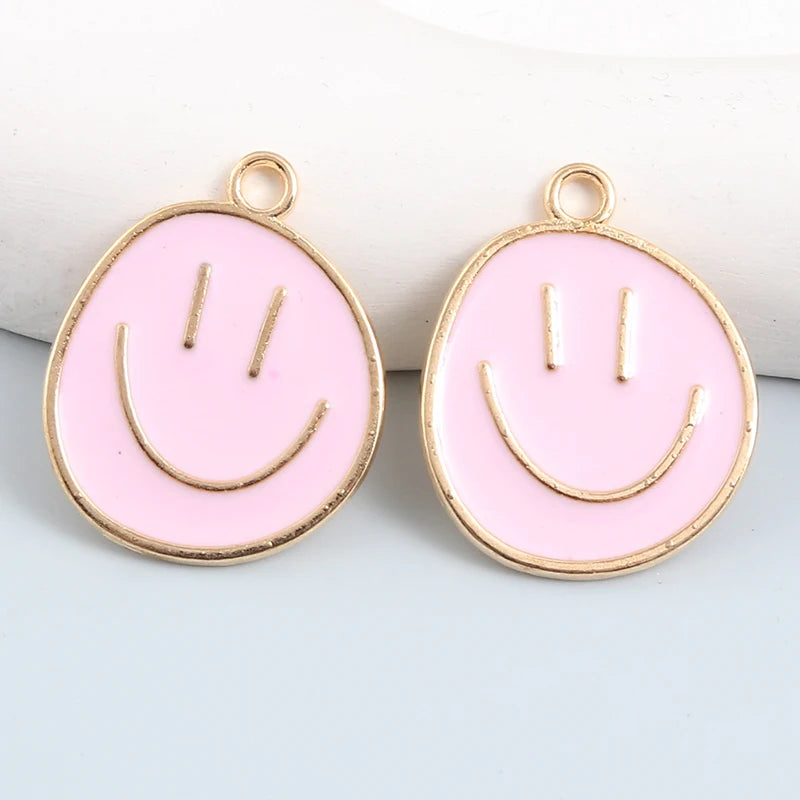 Cute Enamel Colourfull Smiley Face Pendant Necklace