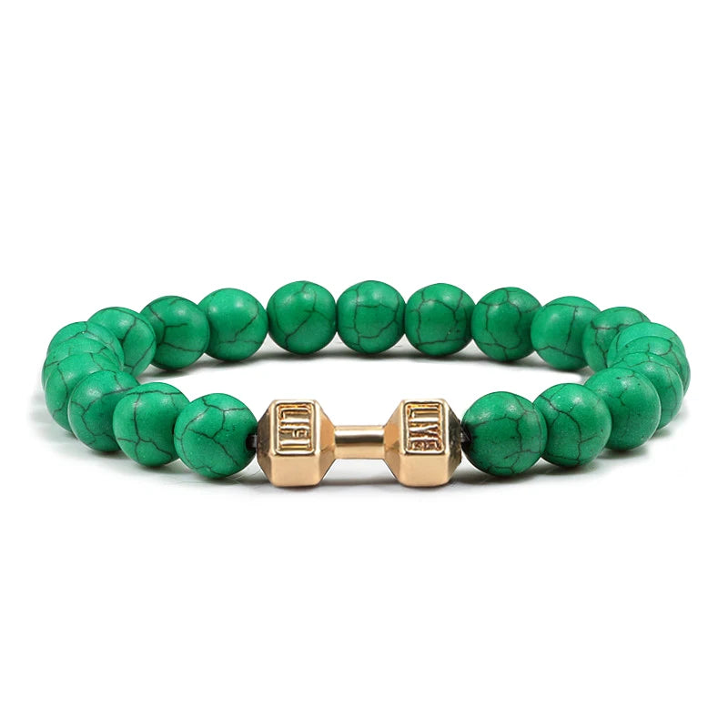 High Quality Stone Dumbbell Charm Bracelet