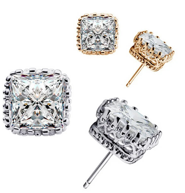 Small 925 Sterling Silver Stud Earrings With Cubic Zirconia