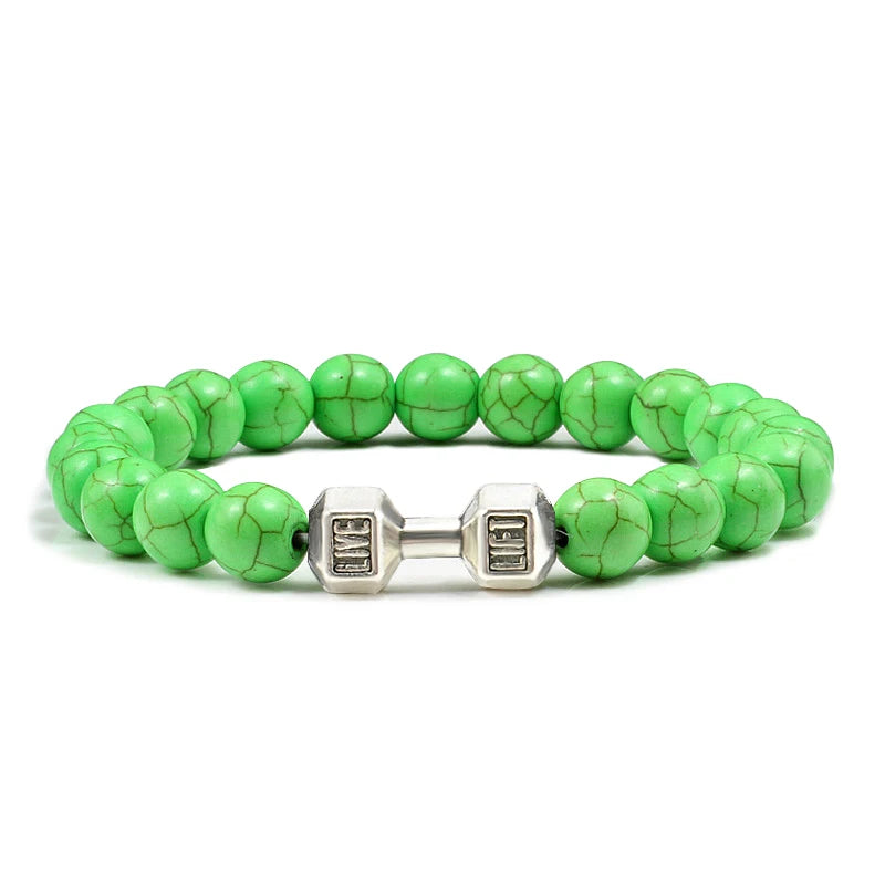 High Quality Stone Dumbbell Charm Bracelet