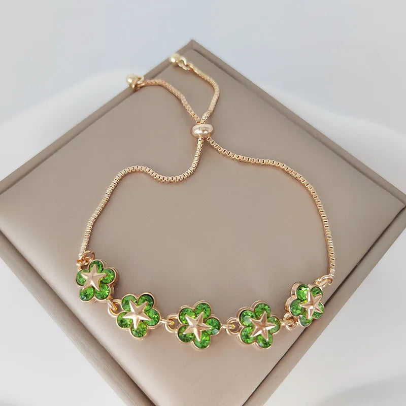 Elegant Inlaid Flower Rhinestone Bracelet