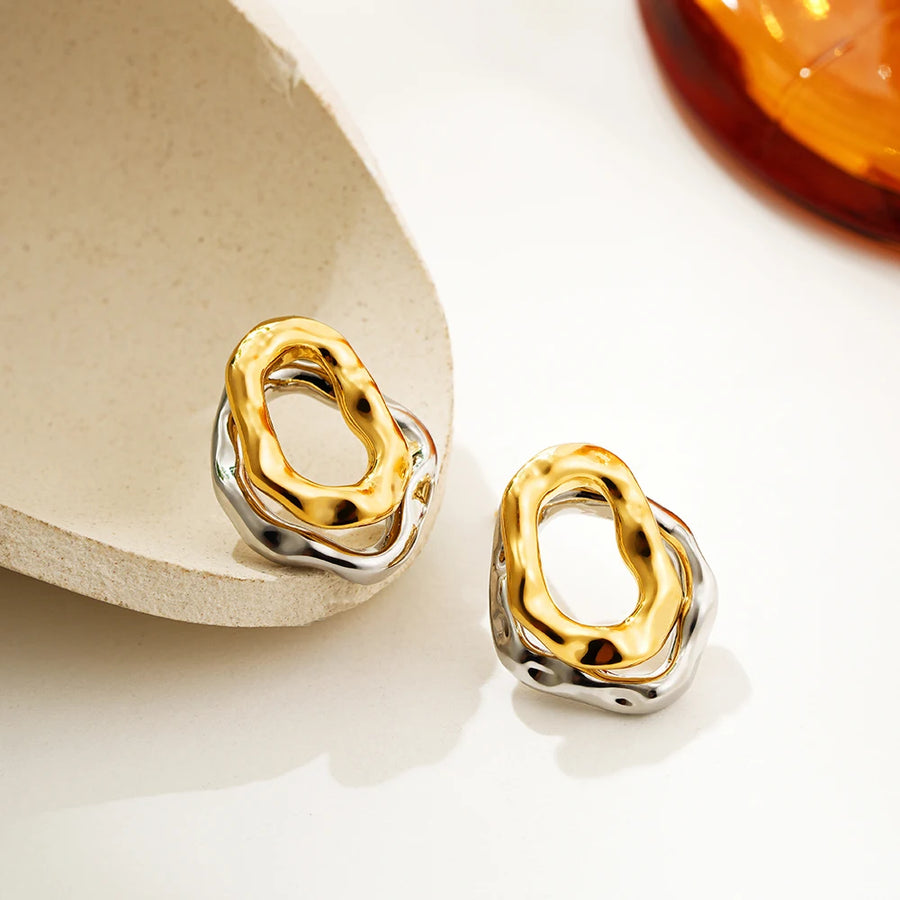 Gold Silver Geometric Hoop Earrings