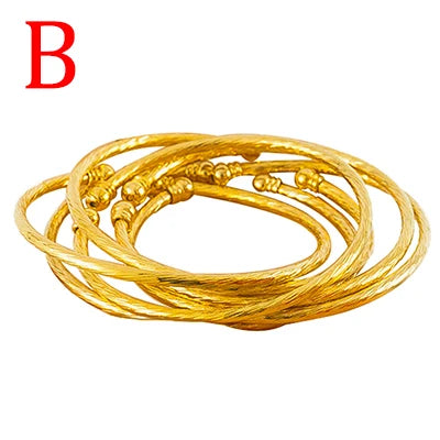 3MM/6pcs Etnic Gold Bangle