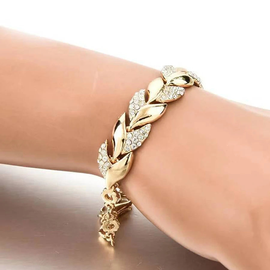 Braided Gold Color Leaf Bracelets