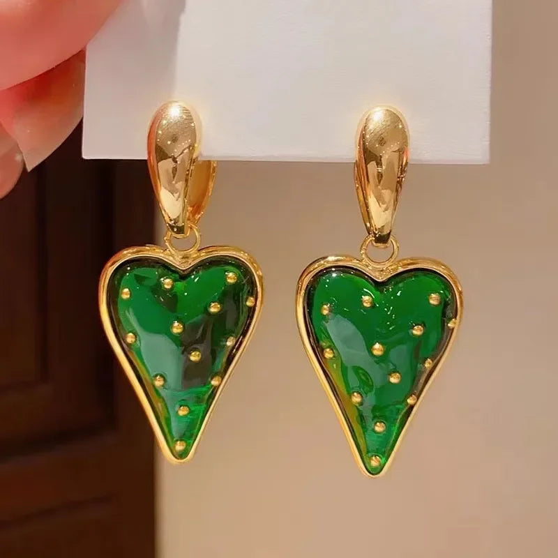 Retro Exaggerated Baroque Heart Earrings