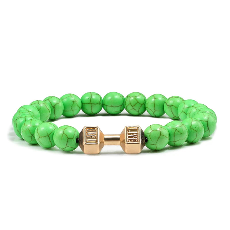 High Quality Stone Dumbbell Charm Bracelet