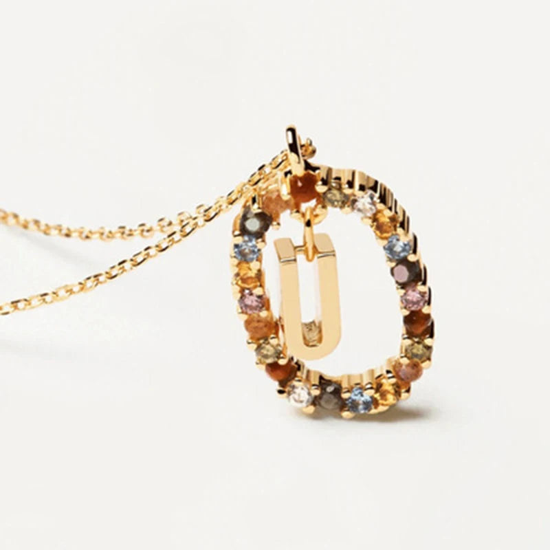 Colored Zircon Letter Necklace