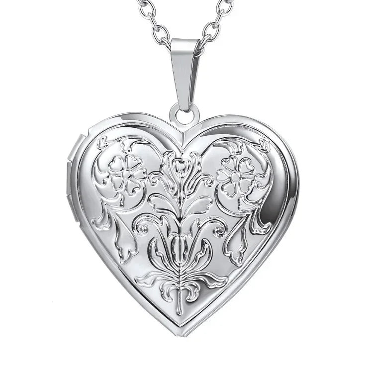 Heart Frame Memory Locket Pendant Necklace