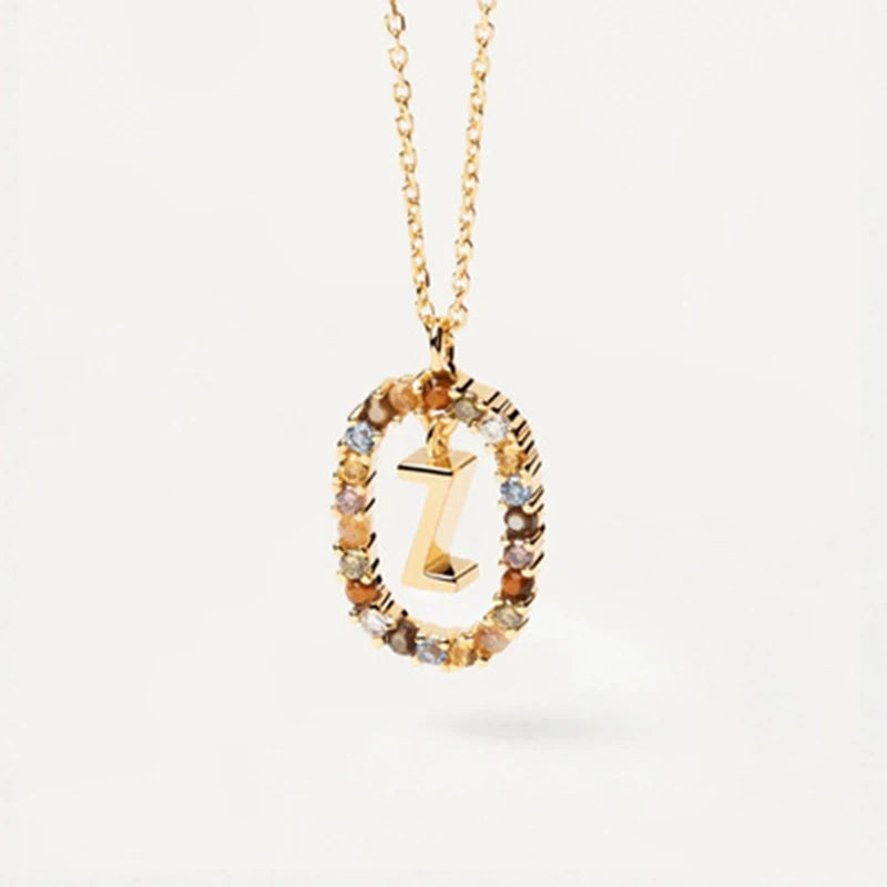 Colored Zircon Letter Necklace