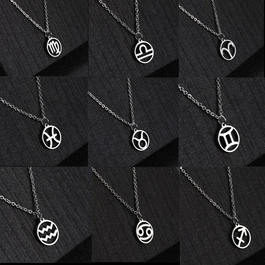 Stainless Steel Star Zodiac Sign Necklace