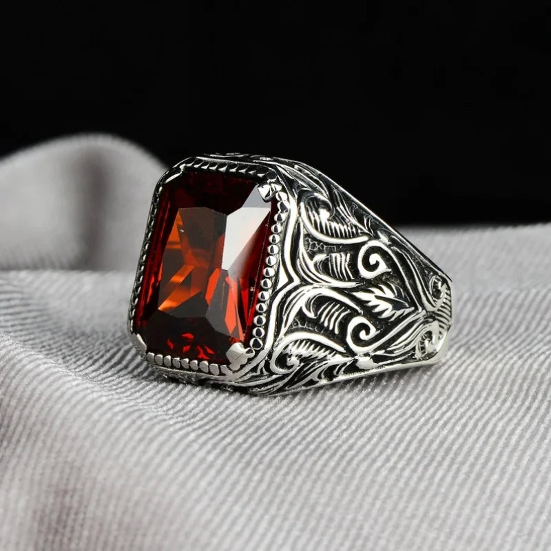 Antique Turkish Red Crystal Ring