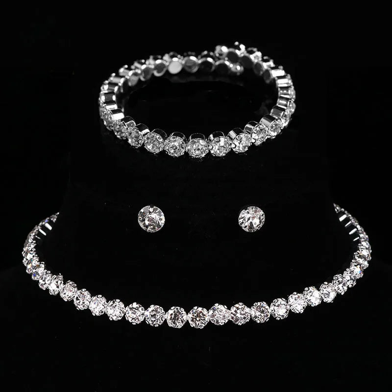 Silver Color Cubic Zircon Wedding Jewelry Sets