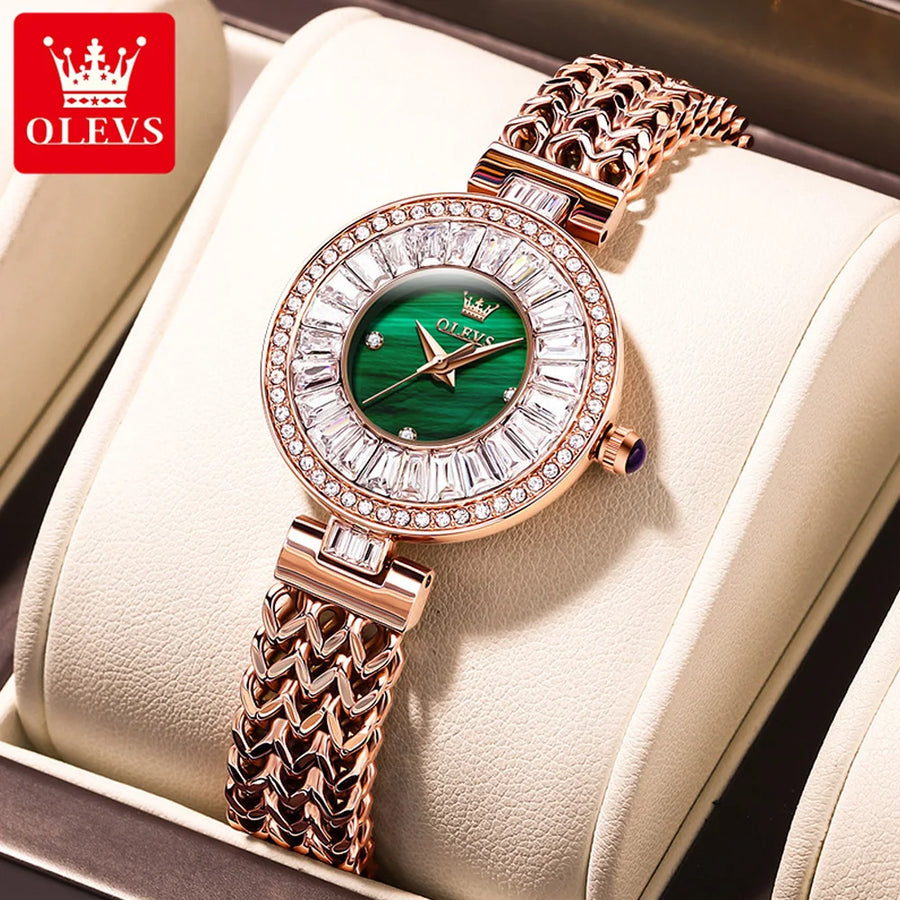 Elegant Gemstone Inlaid Bracelet Wrist Watch