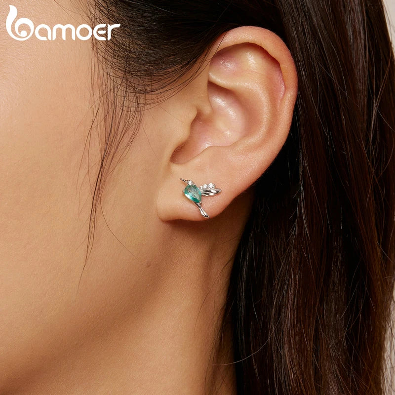 925 Sterling Silver Hummingbird Stud Earrings