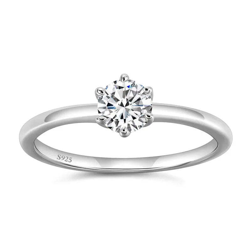 Diamond Moissanite Silver Engagement Ring