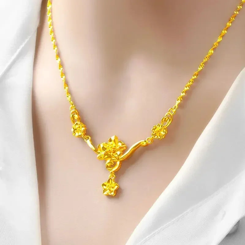 Gold Color Flower Necklace